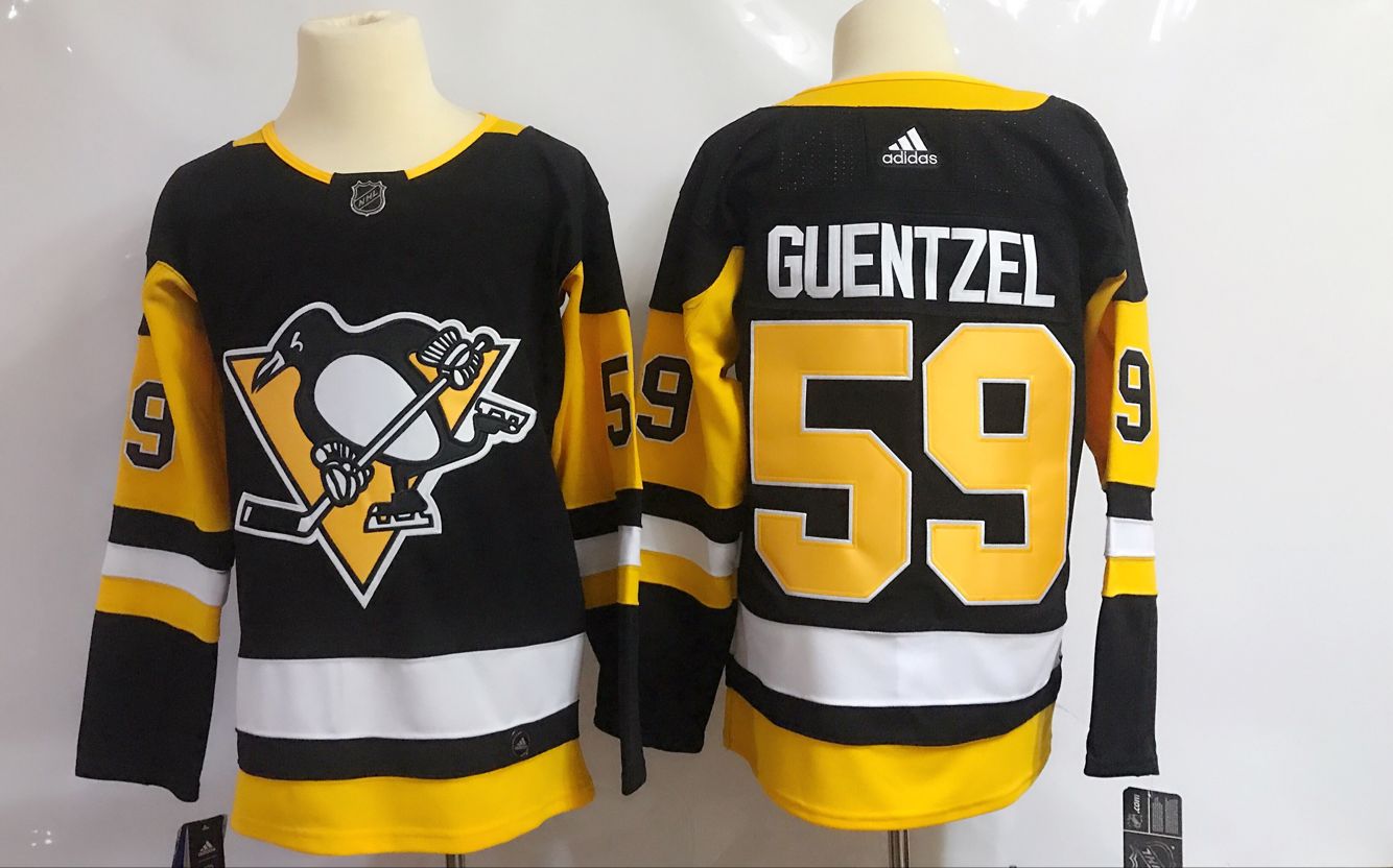 Men Pittsburgh Penguins 59 Guentzel Black Hockey Stitched Adidas NHL Jerseys